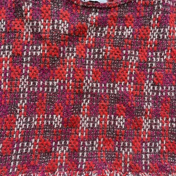 NWT Zara RUFFLED KNIT Cropped TOP Sweater Multi Color plaid - Picture 9 of 12